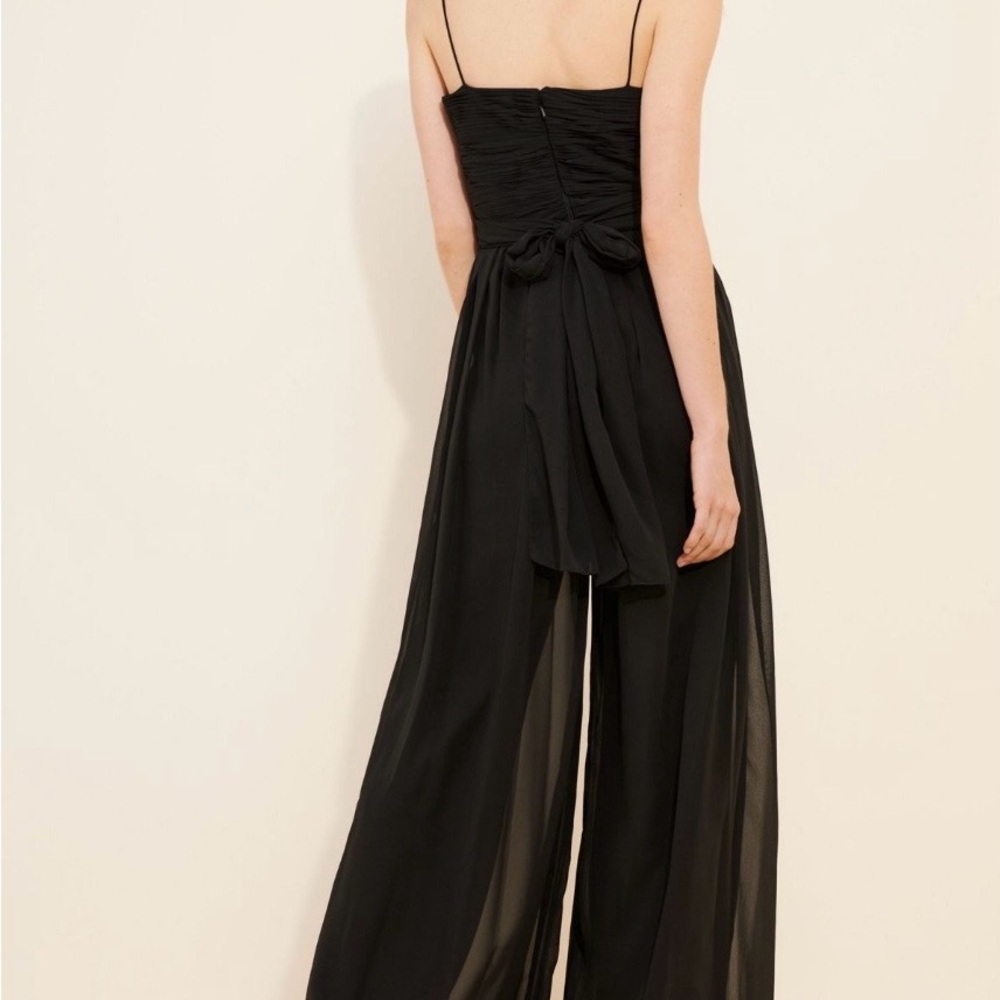 Elegant wide legged Black Chiffon Evening Jumpsuit - Picture 2 of 3